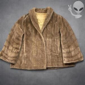 Vintage Fur Coat Large Brown 1960s Classic USA Mink Style